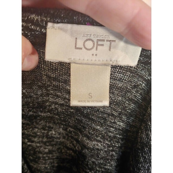 Ann Taylor LOFT Spacedye Sleeveless Drop Waist Dress Black Gray Small - Picture 5 of 6